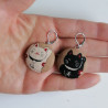 Covered button earrings 3cm Cat beige