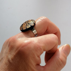 Button Ring Black-gold