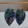 Earrings origami Leaf Blue