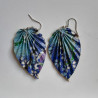 Earrings origami Leaf Blue