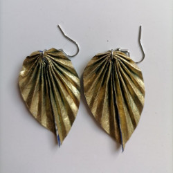 Earrings origami Leaf Blue