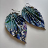 Earrings origami Leaf Blue