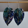 Earrings origami Leaf Blue