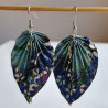 Earrings origami Leaf Blue