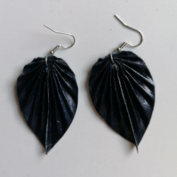 Earrings origami Leaf Chrysanthenum Blue