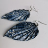 Earrings origami Leaf Chrysanthenum Blue