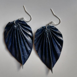 Earrings origami Leaf Flower in big circle