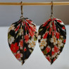 Earrings origami Leaf Cherry blossoms black