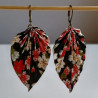 Earrings origami Leaf Cherry blossoms black