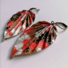 Earrings origami Leaf Chrysanthenum red