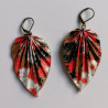 Earrings origami Leaf Chrysanthenum red