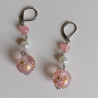 Pink cherry bead earrings- long