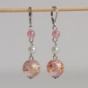 Pink cherry bead earrings- long