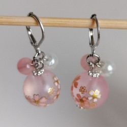 Cherry bead earrings- pink