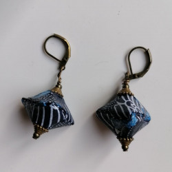 Earrings origami Pyramid indigo