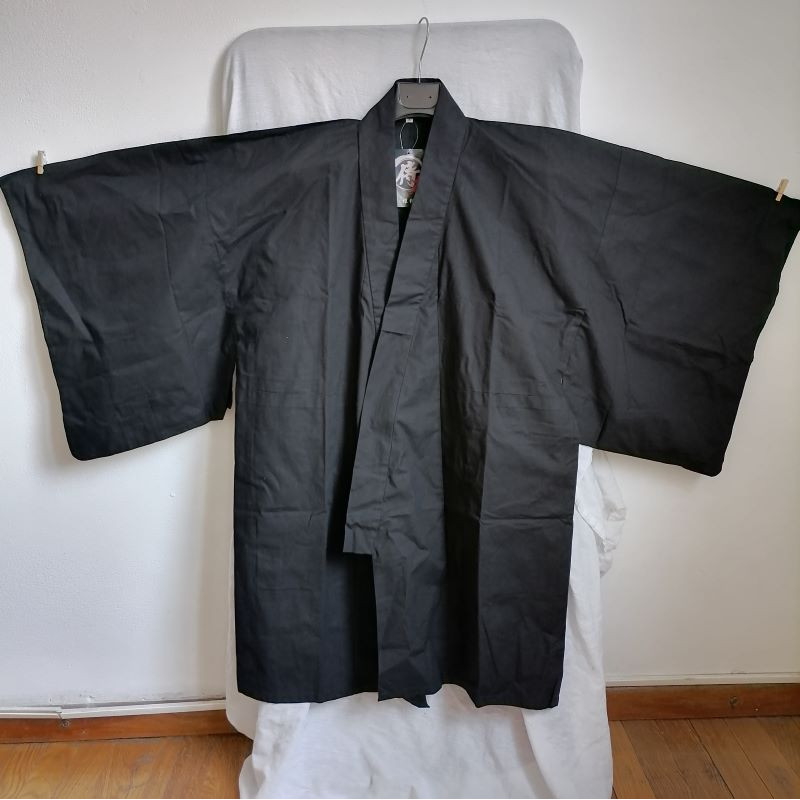 Short Kimono in cotton Black S