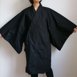 Short Kimono in cotton Black S