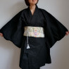 Short Kimono in cotton Black S