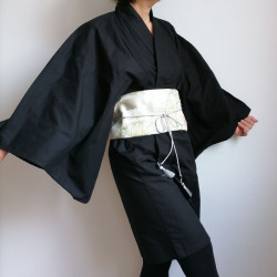 Short Kimono in cotton Black S