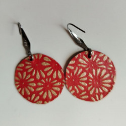 Paper earrings Small Crysanthenum-red