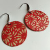 Paper earrings Small Crysanthenum-red