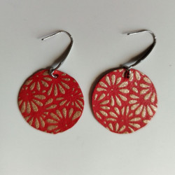 Paper earrings Small Crysanthenum-red