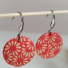 Paper earrings Small Crysanthenum-red