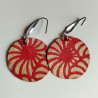 Paper earrings Round Crysanthenum-red