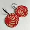 Paper earrings Round Crysanthenum-red