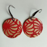 Paper earrings Round Crysanthenum-red