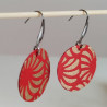 Paper earrings Round Crysanthenum-red