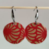 Paper earrings Round Crysanthenum-red