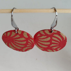 Paper earrings Round Crysanthenum-red