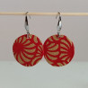 Paper earrings Round Crysanthenum-red