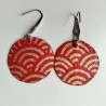 Paper earrings Seigaiha waves -red