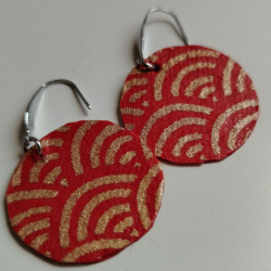 Paper earrings Seigaiha waves -red