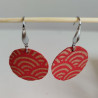 Paper earrings Seigaiha waves -red