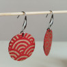 Paper earrings Seigaiha waves -red