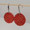 Paper earrings Seigaiha waves -red