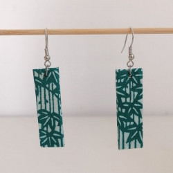 Paper earrings rectangle-blugreen