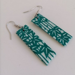 Paper earrings rectangle-blugreen