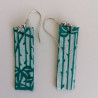 Paper earrings rectangle-blugreen