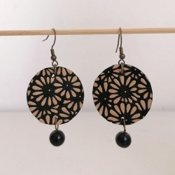 Paper earrings Chrysanthenum black