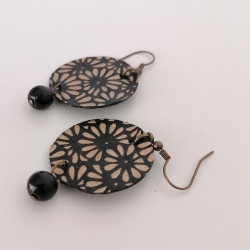 Paper earrings Chrysanthenum black