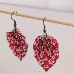 Earrings origami Leaf Plum