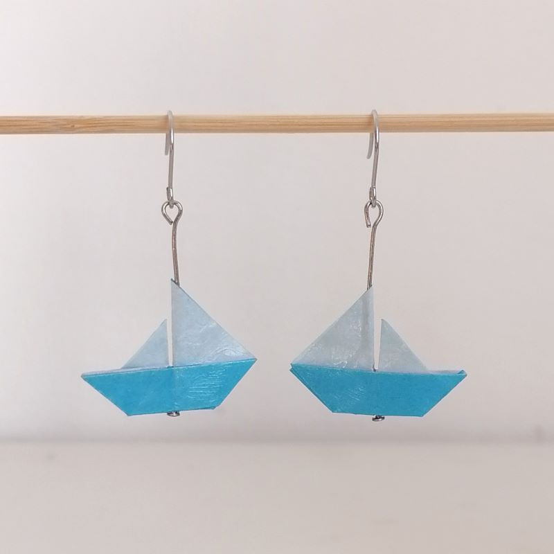 Origami earrings Sailboat