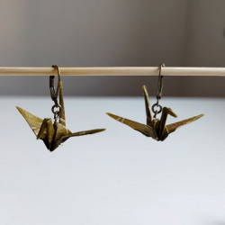 Origami crane earrings Green