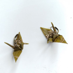 Origami crane earrings Green