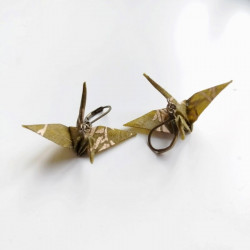 Origami crane earrings Green