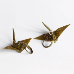 Origami crane earrings Green